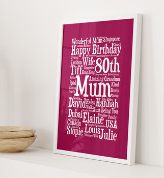 Personalised 80th Birthday Word Art Gift, 4 of 5