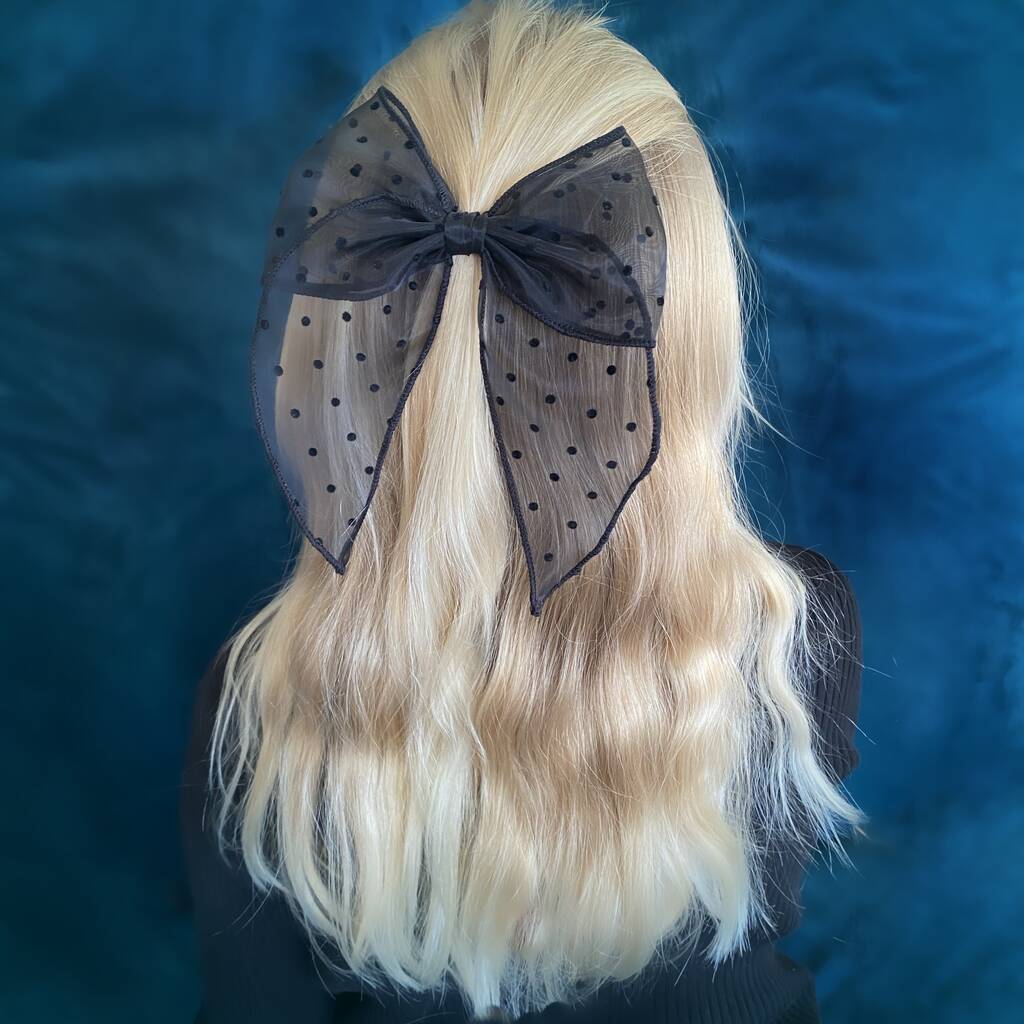 Little Love Coco Spot Hair Bow Black By Little Love