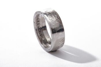 British Florin/Two Shilling Sterling Silver Coin Ring, 3 of 12
