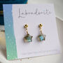 Labradorite Star Stud Earrings, thumbnail 2 of 8