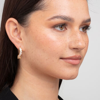 Nami 18 K Gold Plated Cz Stone Wave Earrings, 2 of 5