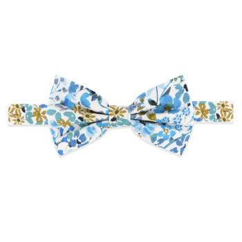 Wedding 100% Cotton Floral Print Tie Blue And Yellow, 2 of 5