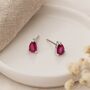 Sterling Silver Ruby Teardrop Stud Earrings – 6mm, thumbnail 4 of 6