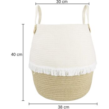 White Cotton And Jute Storage Basket With Tassels, 2 of 4