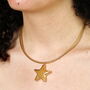 Stainless Steel Chunky Star Choker Necklace In Gold Plating, thumbnail 3 of 5