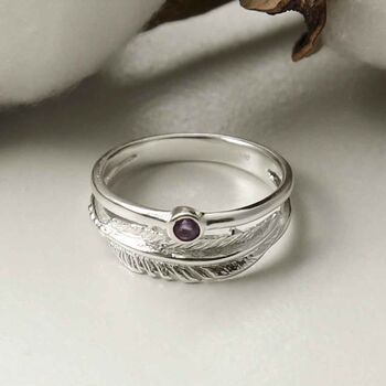 Sterling Silver Gemstone Feather Rings, 3 of 8