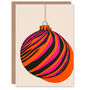 Vibrant Bauble Pink Orange Modern Xmas Christmas Card, thumbnail 1 of 4