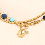 Semi Precious Beaded Blue Turtle Anklet In Gold, thumbnail 2 of 2