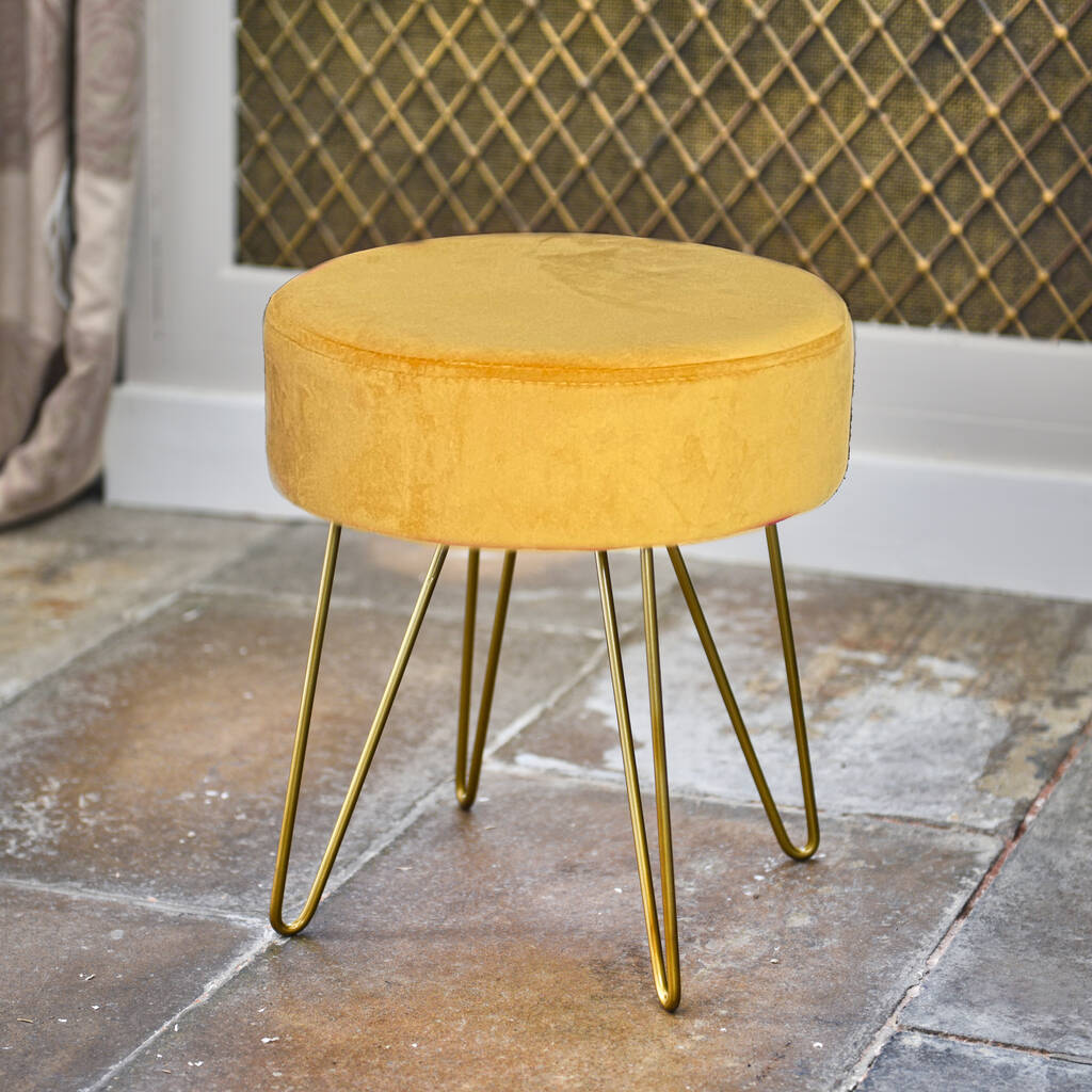 Velvet Teal Stool With Copper Legs By The Best Room