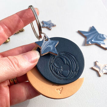 Personalised Virgo Star Sign Leather Keyring, 5 of 7