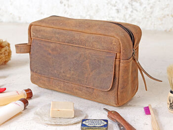 Personalised Leather Wash Bag, 2 of 12