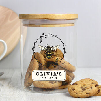 Personalised Bee Glass Jar With Bamboo Lid, 3 of 6