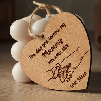 Personalised “The Day You Became My Mummy” Cherry Wood Ornament – Custom New Baby Keepsake Gift, 6 of 6