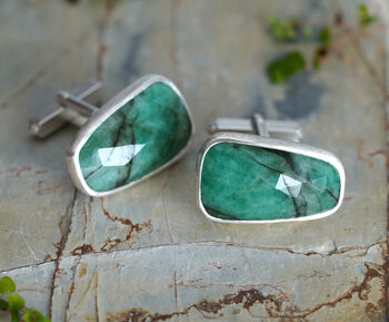 22ct Natural Emerald Cufflinks, 2 of 3