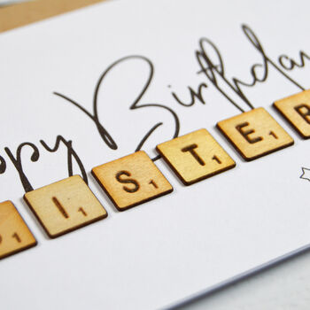Happy Birthday Sister Wooden Tiles Card, 2 of 2