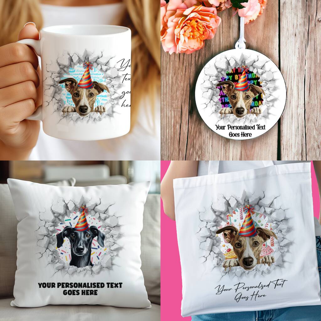 Personalised Whippet Birthday Break Through, 1 of 8