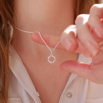 Sterling Silver Circle Star Cluster Charm Necklace, 3 of 7