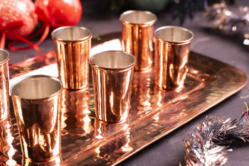 Copper Tray And Set Of Six Of Shot Glasses Set, 9 of 9