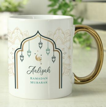 Personalised Eid And Ramadan Gold Handled Mug, 3 of 5
