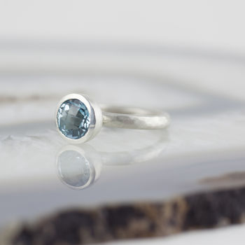 Round Chequerboard Sky Blue Topaz Ring, 2 of 6