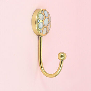G Decor Mother Of Pearl Patterned Gold Brass Coat Hook, 10 of 11