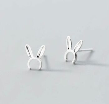 Sterling Silver Bunny Ears Stud Earrings, 5 of 7