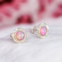 Molten Sterling Silver Pink Opal Stud Earrings, thumbnail 1 of 6