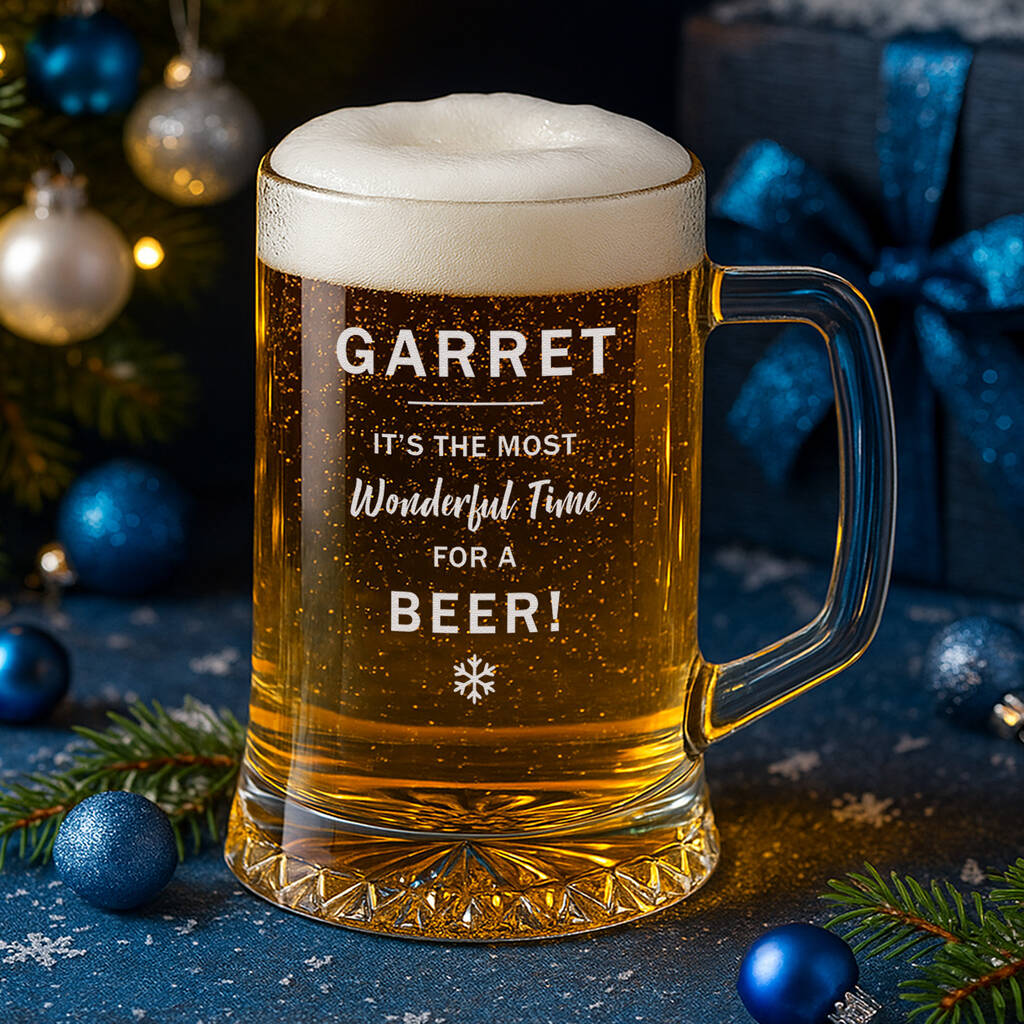 Personalised Christmas Pint Glass For Him, 1 of 6