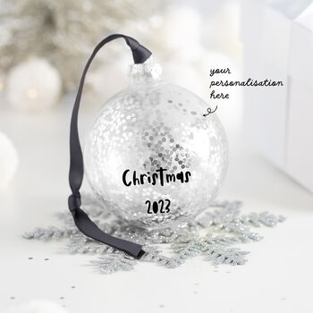 Personalised Couples Silver Christmas Bauble, 3 of 4