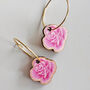 Rose Charm Gold Plated Hoop Earrings, thumbnail 5 of 7
