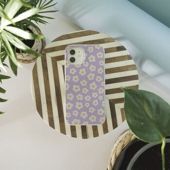 Retro Purple Flowers Biodegradable Phone Case, 5 of 7