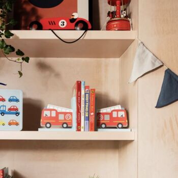 Personalised Red Fire Engine Bookends, 3 of 5
