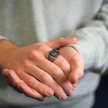 Men's Silver Saint Christopher Stainless Steel Signet Ring, 3 of 12