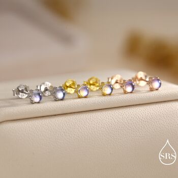 Sterling Silver Moonstone Stud Earrings, 8 of 12