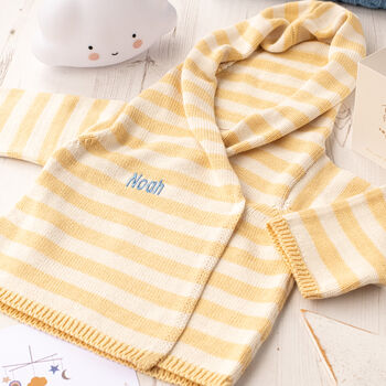 New Baby Cream And Yellow Striped Hooded Cardigan, 8 of 12