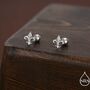 Sterling Silver Fleur De Lis 18 G Screw Back Earrings With Ball Backs, thumbnail 1 of 11