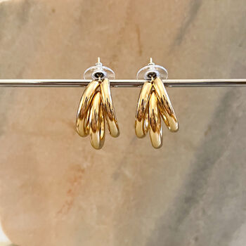 Bold Chunky Triple Layer Hoop Earrings, 2 of 3