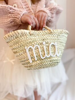 Personalised Straw Basket Bag For Girls, 2 of 6