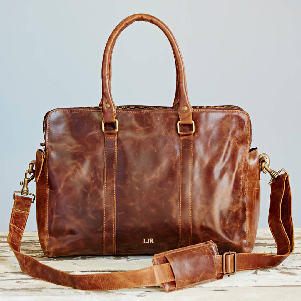 Personalised Distressed Buffalo Leather Executive Bag By Paper High