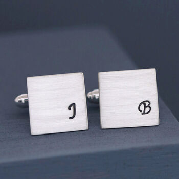 Sterling Silver Monogram Cufflinks. Personalised Wedding Cufflinks, 4 of 12