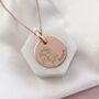 Rose Gold Personalised Birth Flower Name Disc Necklace, thumbnail 1 of 7