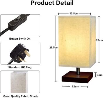 Square Bedroom Table Lamp LED Lights Stand, 8 of 8