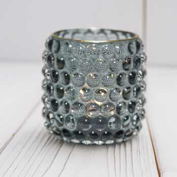 Powder Blue Tall Bubble Glass Votive, 3 of 4