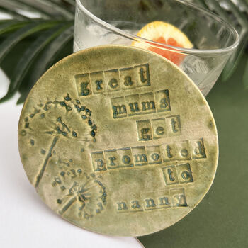 Green Round Nanny Ceramic Coaster, 8 of 12