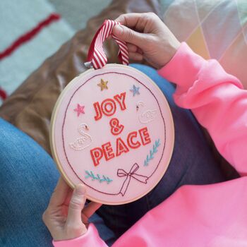 Joy And Peace Embroidery Hoop Kit, 4 of 5