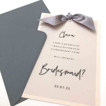 Vellum Bow Will You Be My Bridesmaid Card, 5 of 12