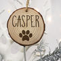 Engraved Dog Paw Christmas Tree Decoration, thumbnail 2 of 3
