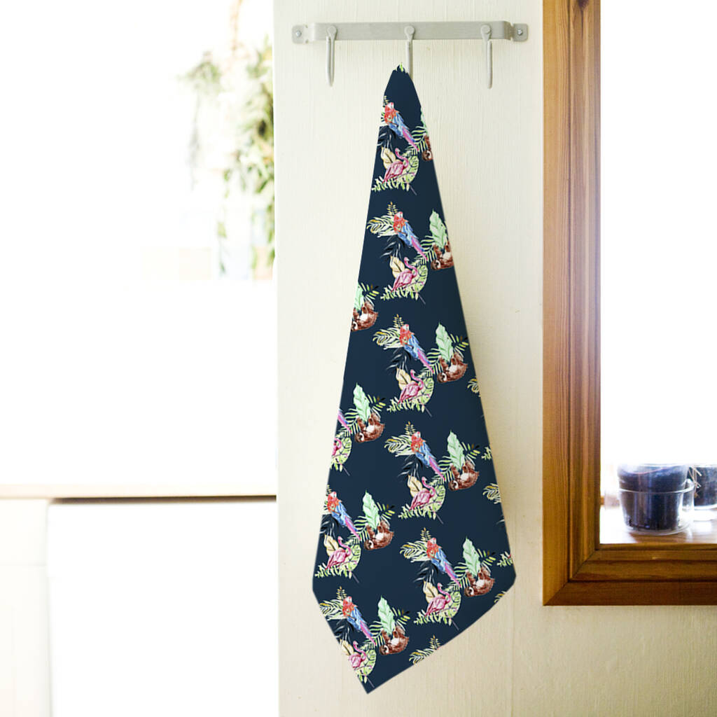 Inky Jungle Pattern Tea Towel By Kate Moby