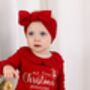 My First Christmas Frill Collar Personalised Embroidered Reindeer Pyjamas, thumbnail 3 of 5