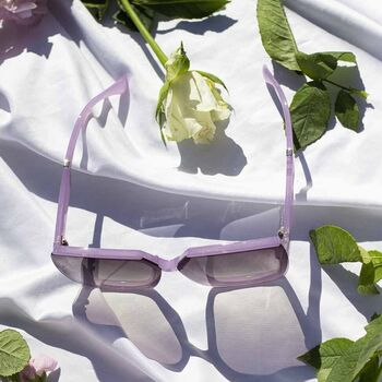 Front Lens Chunky Square Angled Sunglasses In Lilac, 3 of 3